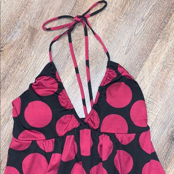Polkadot Halter Balloon Mini Dress M - Picture 3 of 5